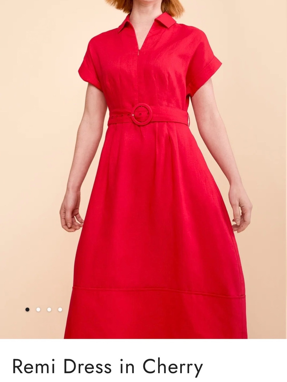 Remi Cherry Midi Shirt Dress with Belt